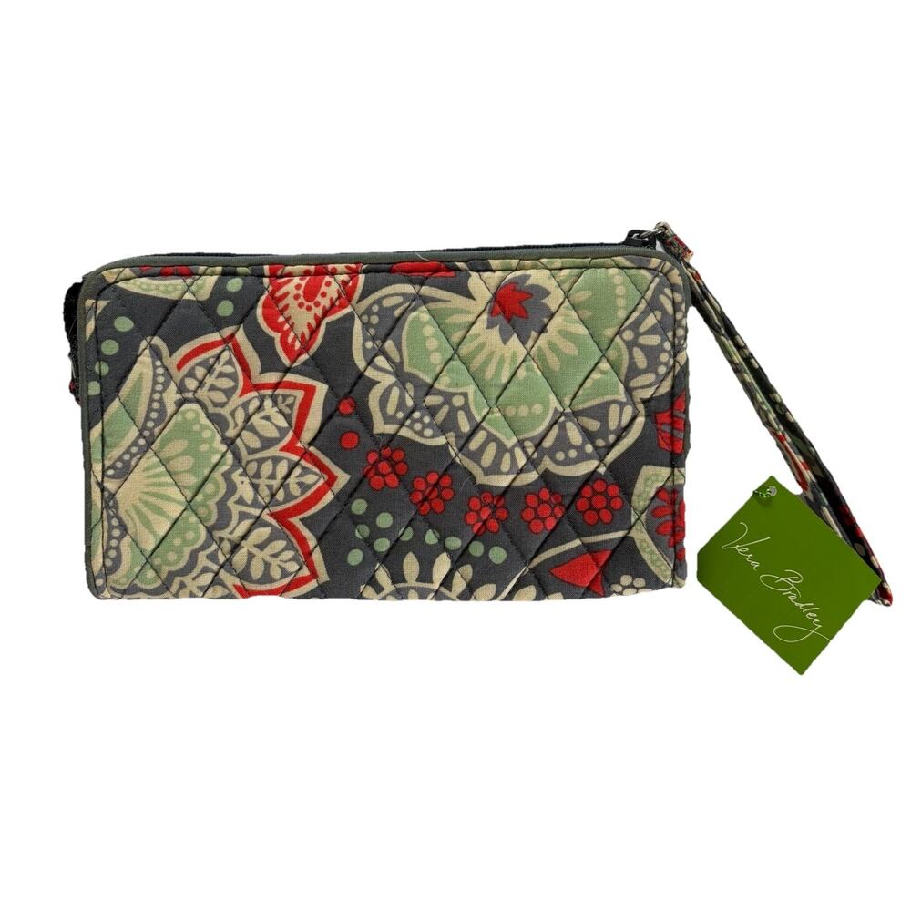 Vera Bradley Front Zip Quilted Wristlet Wallet RARE Retired Nomadic Floral New
